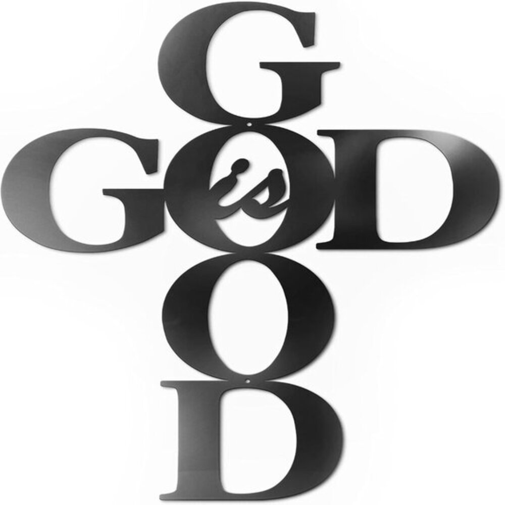 God is Good Metal Signs Decor, Black Metal Cross God is Good Sign Wall Decor